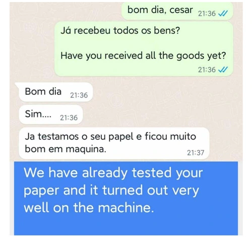 Unsere Kunden aus Brasilien sind sehr zufrieden mit der Qualität unseres weißen Top-Liner boards